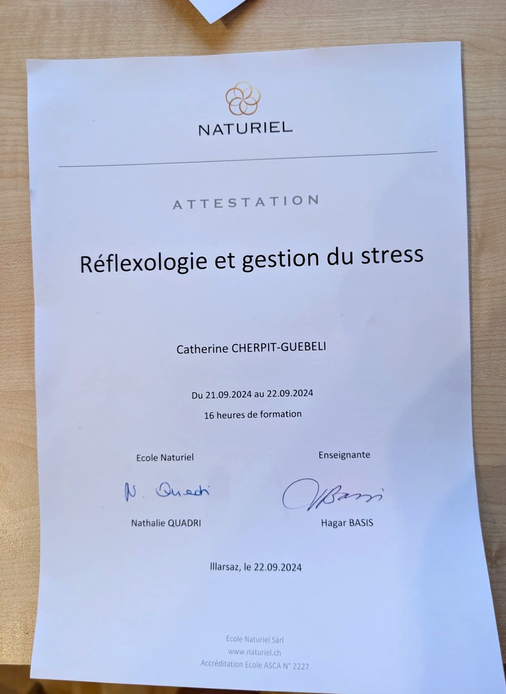 Réflexologie et gestion du stress — École Naturiel (ASCA n° 2227)